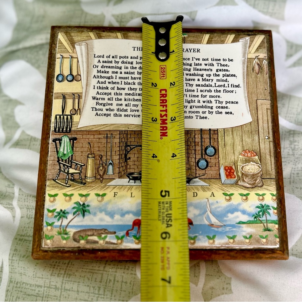 VTG Florida Kitchen Prayer Still Life Hot Plate Trivet Home Decor Accent - Picture 4 of 5